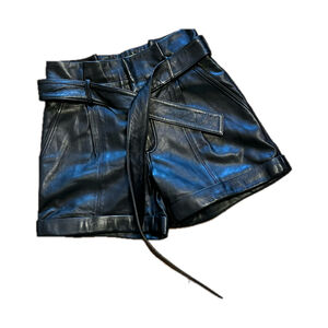 Black Leather High-Waisted Shorts